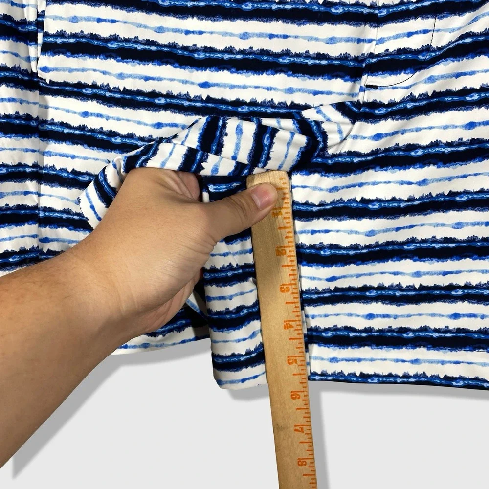 Spanx Sunshine Shorts Womens L Blue Painted Stripe Nautical Preppy Coastal NWT